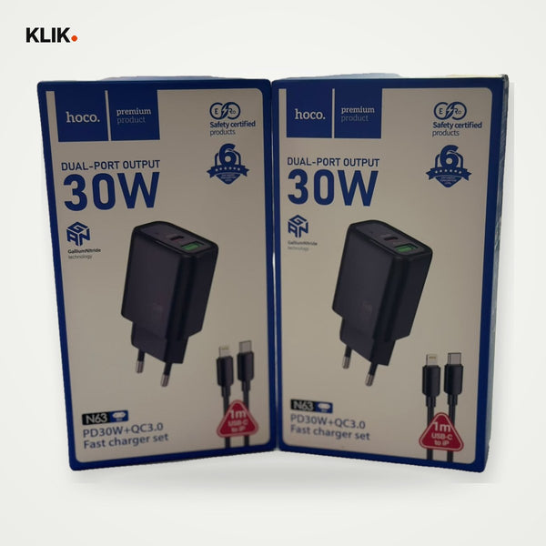 Hoco N63 30W Dual-Port Fast Charger + Cable