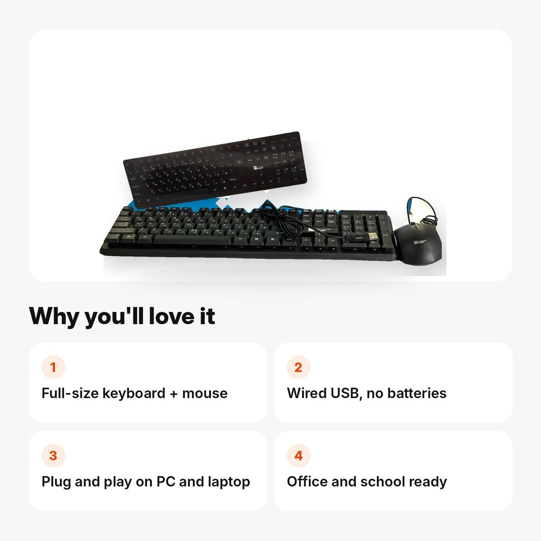 Mouschi Pop Wired Keyboard & Mouse Combo 2 - key features